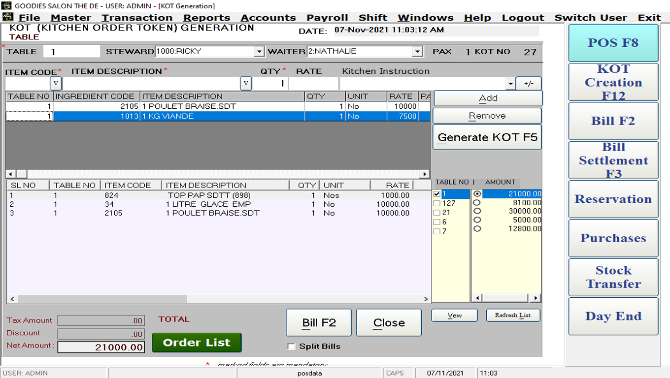 Weltraum POS Keyboard Based KOT